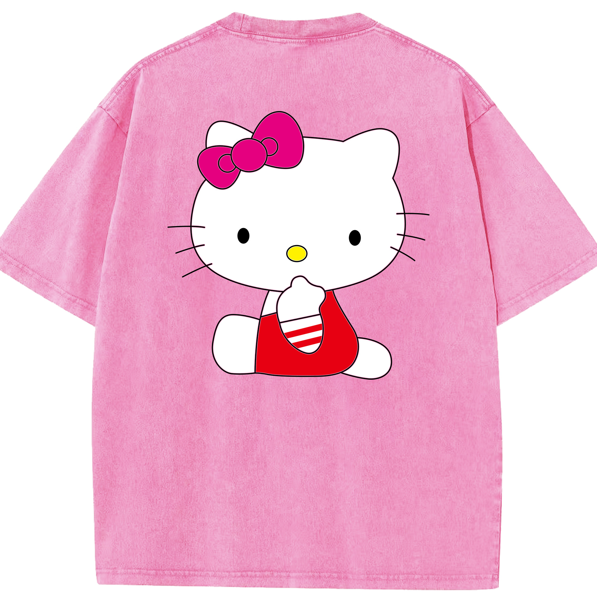 （画像用） Hello Kitty ハローキティ 綿100% ヴィンテージ風 半袖Tシャツ（背面プリント）